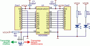 Rys. 3. Schemat elektryczny układu testowego z konwerterem ADG3300