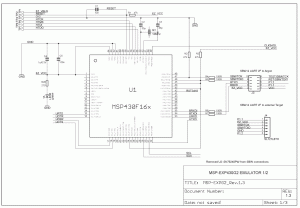 Rys. 3. Pierwsza część schematu elektrycznego programatora-debuggera zintegrowanego na płytce MSP-EXP430G2