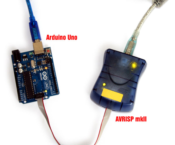 Rys. 5. Sposób dołączenia programatora AVRISP mkII do Arduino Uno