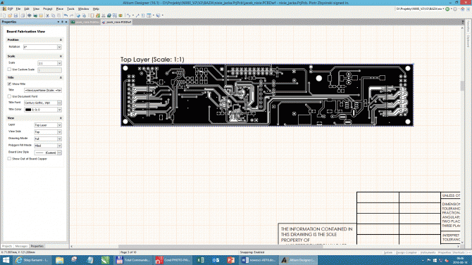 Rys. 4. Z lewej strony okna widać menu modyfikacji parametrów wybranego elementu dokumentu PCB Draftsman