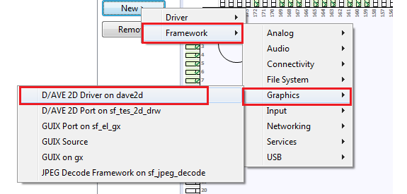 Rys. 19. Dodanie framework D/AVE 2D Driver on dave2d