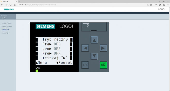 Rys. 13. Alternatywny ekran menu sterownika podlewania ogrodowego, wyświetlany przez serwer HTTP w oknie przeglądarki