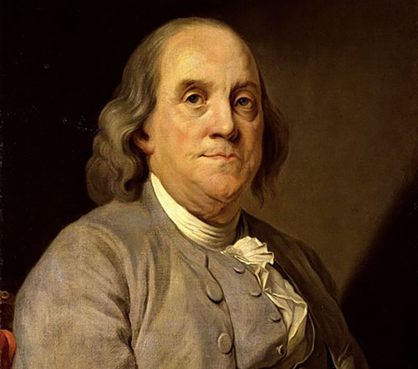 Benjamin Franklin (ur. 6 stycznia 1705?/17 stycznia 1706 w Bostonie, zm. 17 kwietnia 1790 w Filadelfii) – amerykański polityk, drukarz, uczony, filozof i wolnomularz; jeden z ojców założycieli Stanów Zjednoczonych.