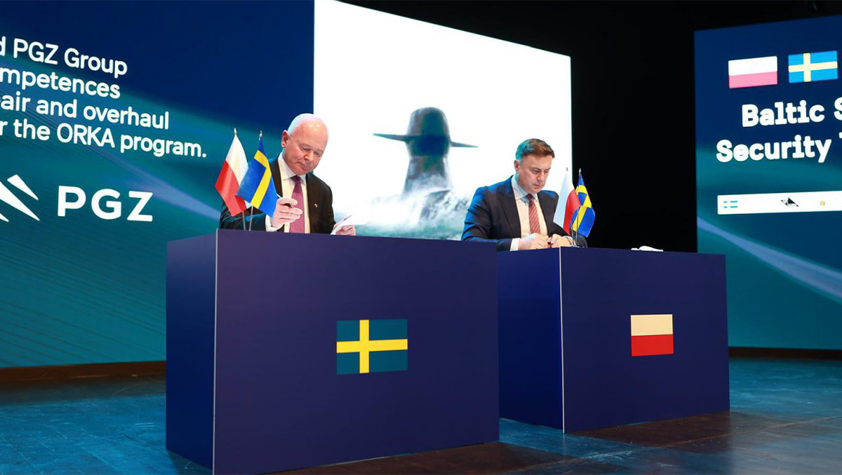 Micael Johansson, prezes i dyrektor generalny Saab i Marcin Idzik, wiceprezes zarządu PGZ S.A. | Fot. Krzysztof Niedziela / MON