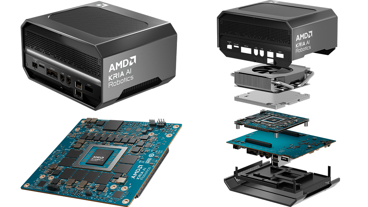 AMD Kria AI Robotics Developer Platform – pierwsza otwarta, gotowa do użycia, zintegrowana platforma przeznaczona do robotyki agentowej. Została ona zaprezentowana podczas konferencji Advancing AI 2026 jako część rozwiązań AMD Kria AI | źródło: AMD