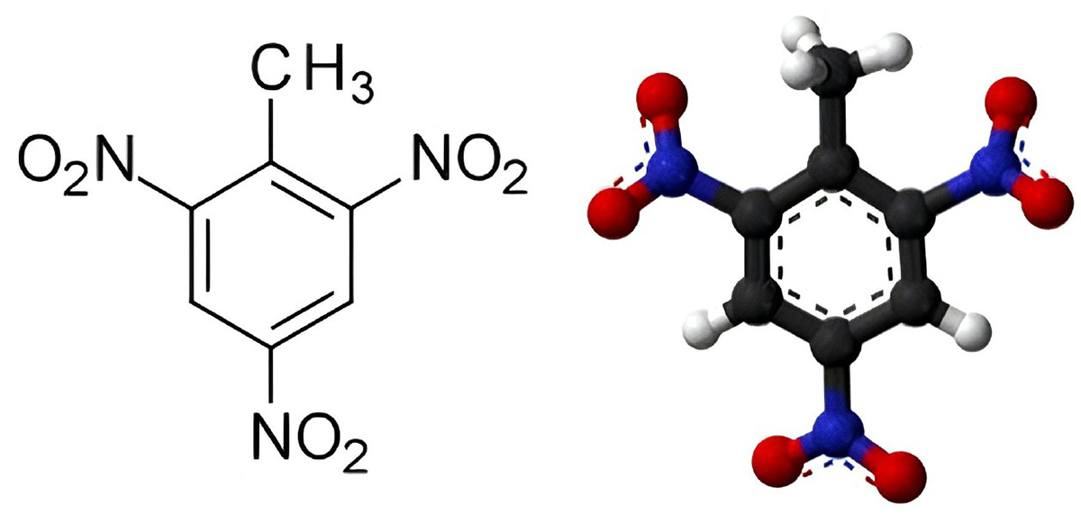 Trotyl/TNT - jeden z najbardziej "medialnych" materiałów wybuchowych | źródło: Wikipedia
