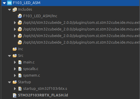 Struktura projektu w STM32CubeIDE