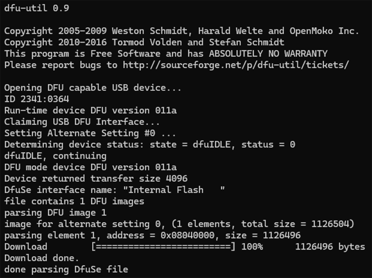 Wgrywanie firmware'u MicroPython na OPTA za pomocą narzędzia dfu-util