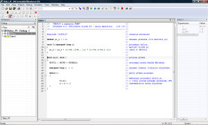 Rys. 14. IAR EW - okno emulatora: projekt Oblicz PI, uruchomienie pracy mikrokontrolera MSP430