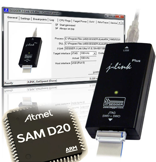 Interfejsy J-Link firmy Segger obsługują mikrokontrolery z rodziny SAM D20 firmy Atmel