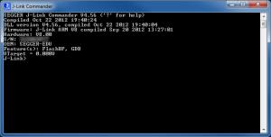 Rys. 5: Widok okna programu J-Link Commander, gdy do interfejsu nie jest dołączony układ docelowy
