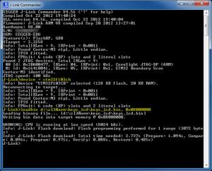 Rys. 7: Widok okna programu J-Link Commander po zaprogramowaniu pamięci mikrokontrolera