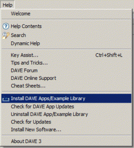 Rys. 7. Opcja w menu pozwalająca pobrać i zainstalować DAvE Apps