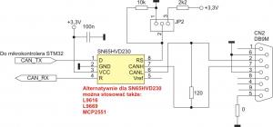 Rys. 9. Schemat połączeń pomiędzy mikrokontrolerem, a układem transceivera CAN