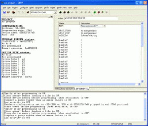 Rys. 3. Okno zmodyfikowanego STVP umożliwiające 
dostęp do bajtów 
opcji i bitów konfiguracyjnych