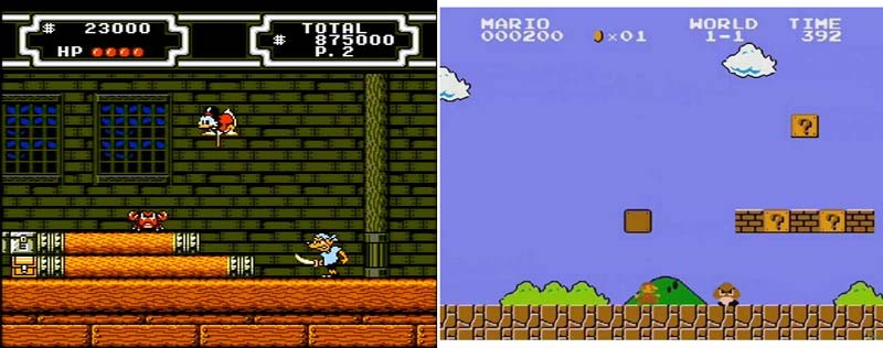 Rys. 4. Super Mario Bros oraz Duck Tales uruchomione na emulatorze RetroPie (konsola NES)