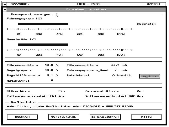 Rys. 18. Interfejs użytkownika pozycjonera HART typu 3780 w programie IBIS