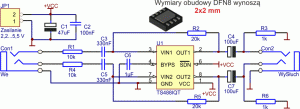 Rys. 1. Schemat elektryczny wzmacniacza audio z układem TS488