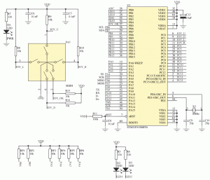 Rys. 1. Schemat podłączenia przycisków oraz diod