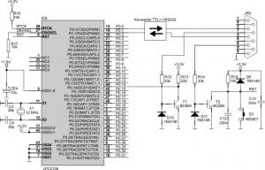 Rys. 1. Schemat elektryczny interfejsu ISP mikrokontrolera LPC210x